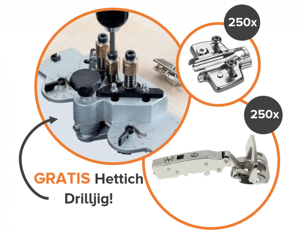250 Hettich Sensys 8645i softclose scharnieren en GRATIS Drilljig