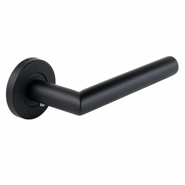 Deurklink - RVS - zwart - op rond rozet - Florence - 2 sets