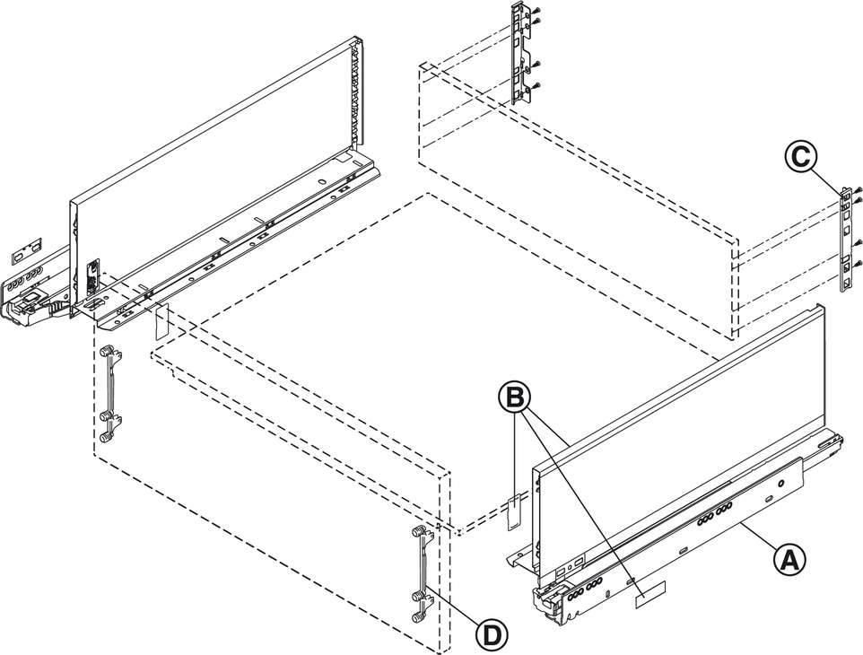 Blum legrabox type C, 193 mm zelfbouwpakket 40 kg | Duovorm